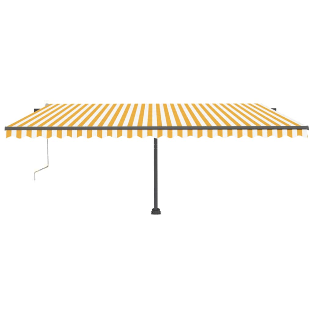 Copertină autonomă retractabilă automat galben&alb 500x300 cm