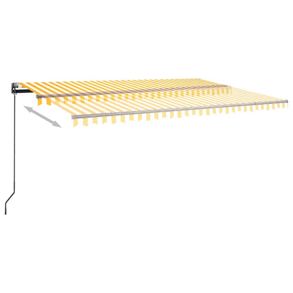 Copertină autonomă retractabilă automat galben&alb 500x300 cm