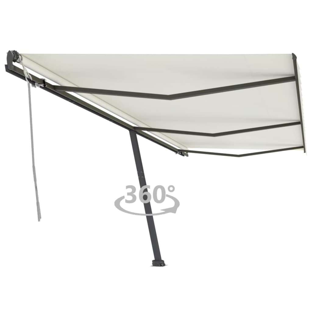 Copertină autonomă retractabilă manual, crem, 600x300 cm