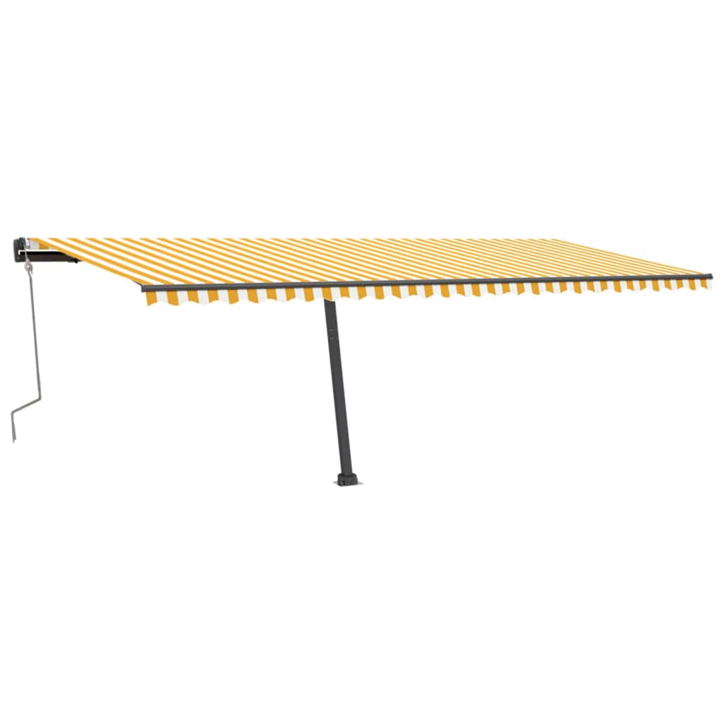 Copertină autonomă retractabilă manual, galben&alb, 600x300 cm