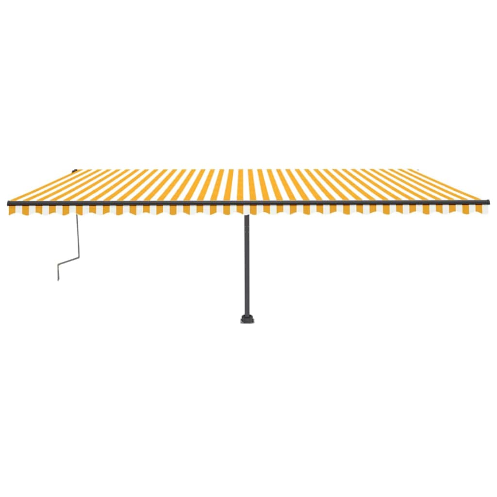 Copertină autonomă retractabilă manual, galben&alb, 600x300 cm