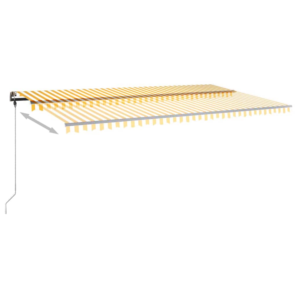 Copertină autonomă retractabilă manual, galben&alb, 600x300 cm