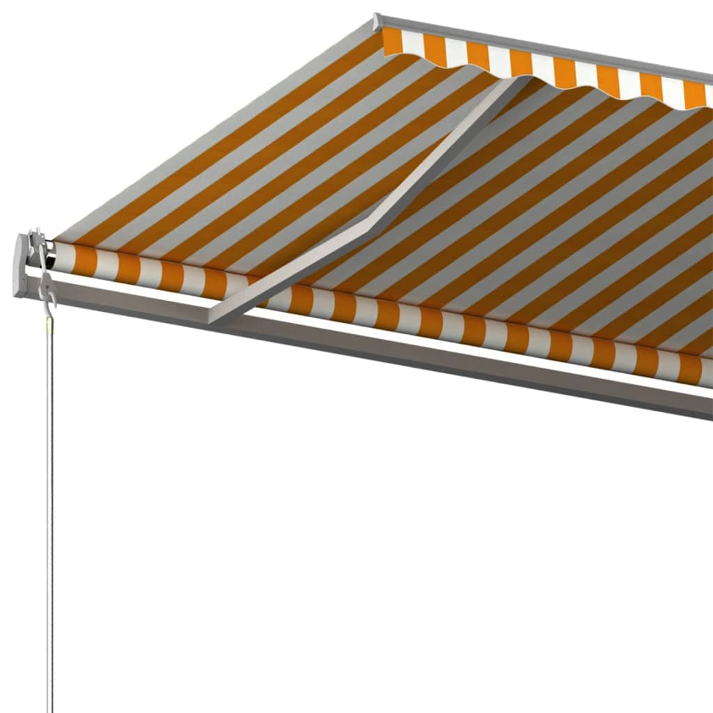 Copertină autonomă retractabilă manual, galben&alb, 600x300 cm