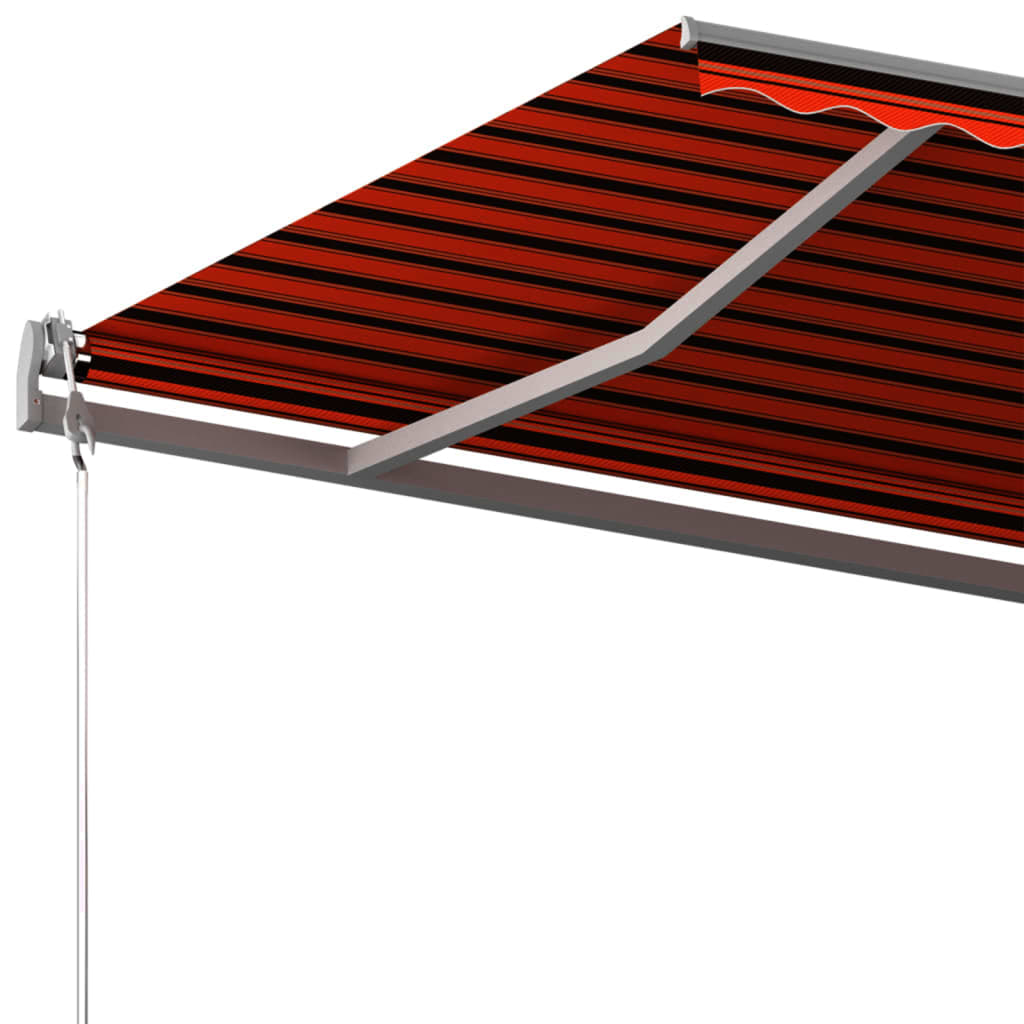 Copertină retractabilă manual, portocaliu/maro, 600x300 cm