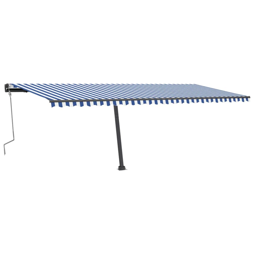 Copertină retractabilă manual cu LED albastru și alb 600x300 cm