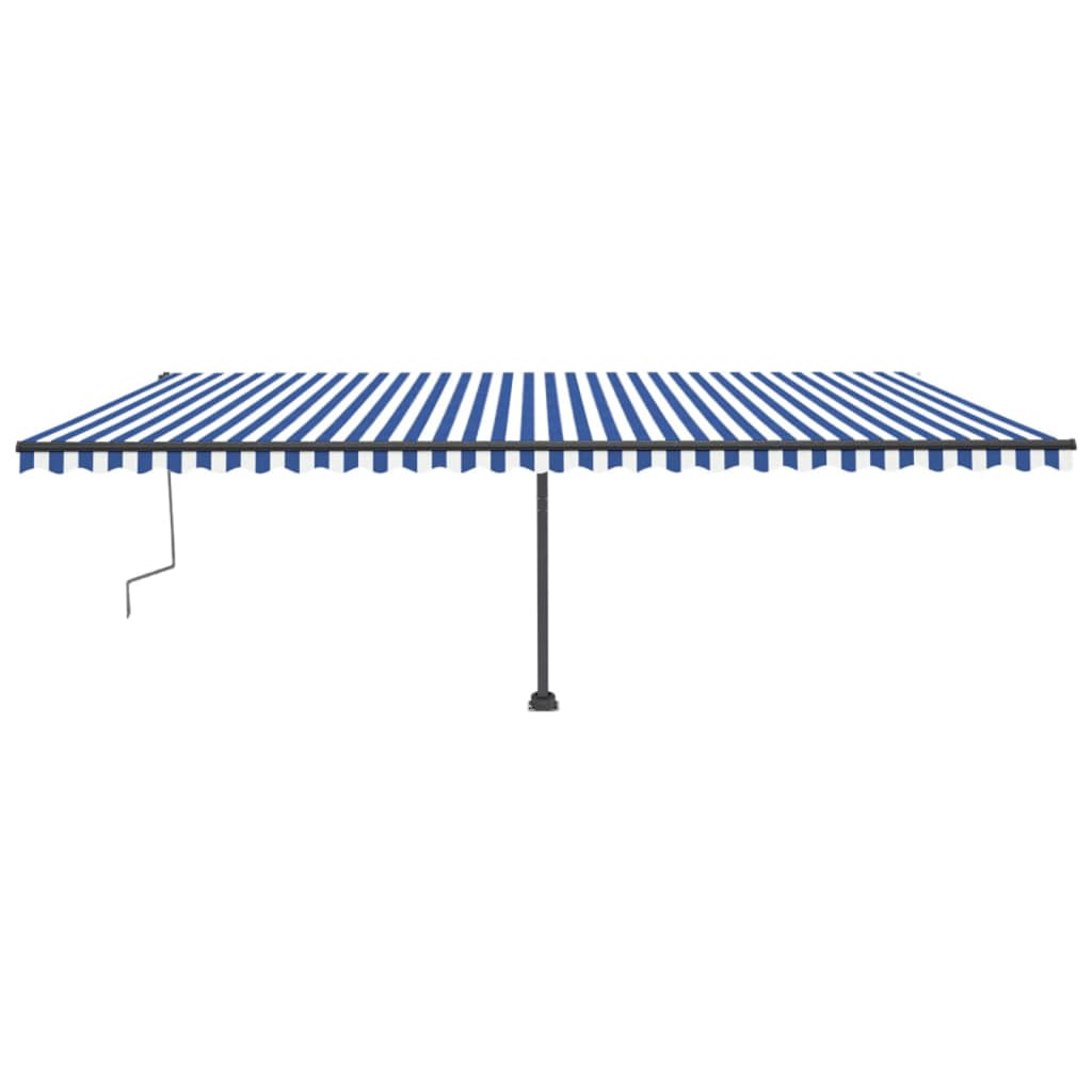Copertină retractabilă manual cu LED albastru și alb 600x300 cm