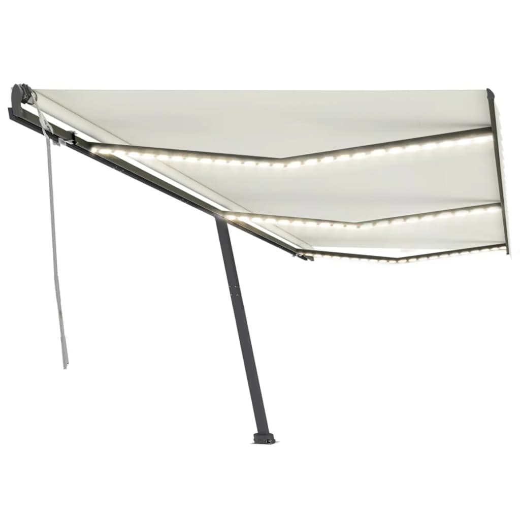 Copertină retractabilă manual cu LED, crem, 600x300 cm