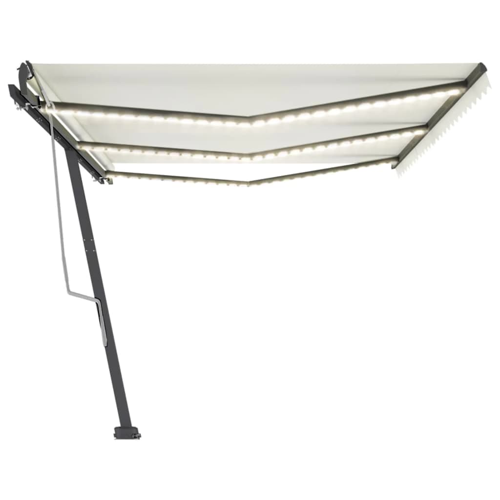 Copertină retractabilă manual cu LED, crem, 600x300 cm