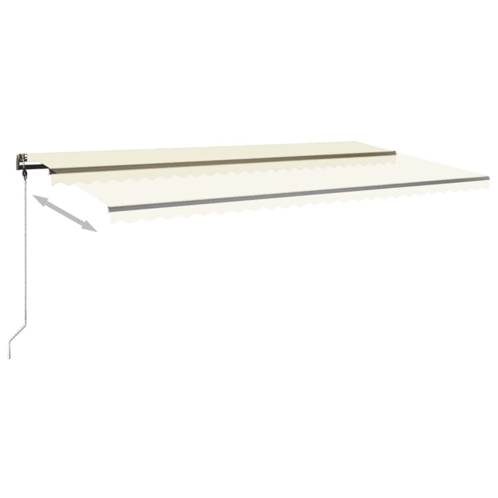 Copertină retractabilă manual cu LED, crem, 600x300 cm