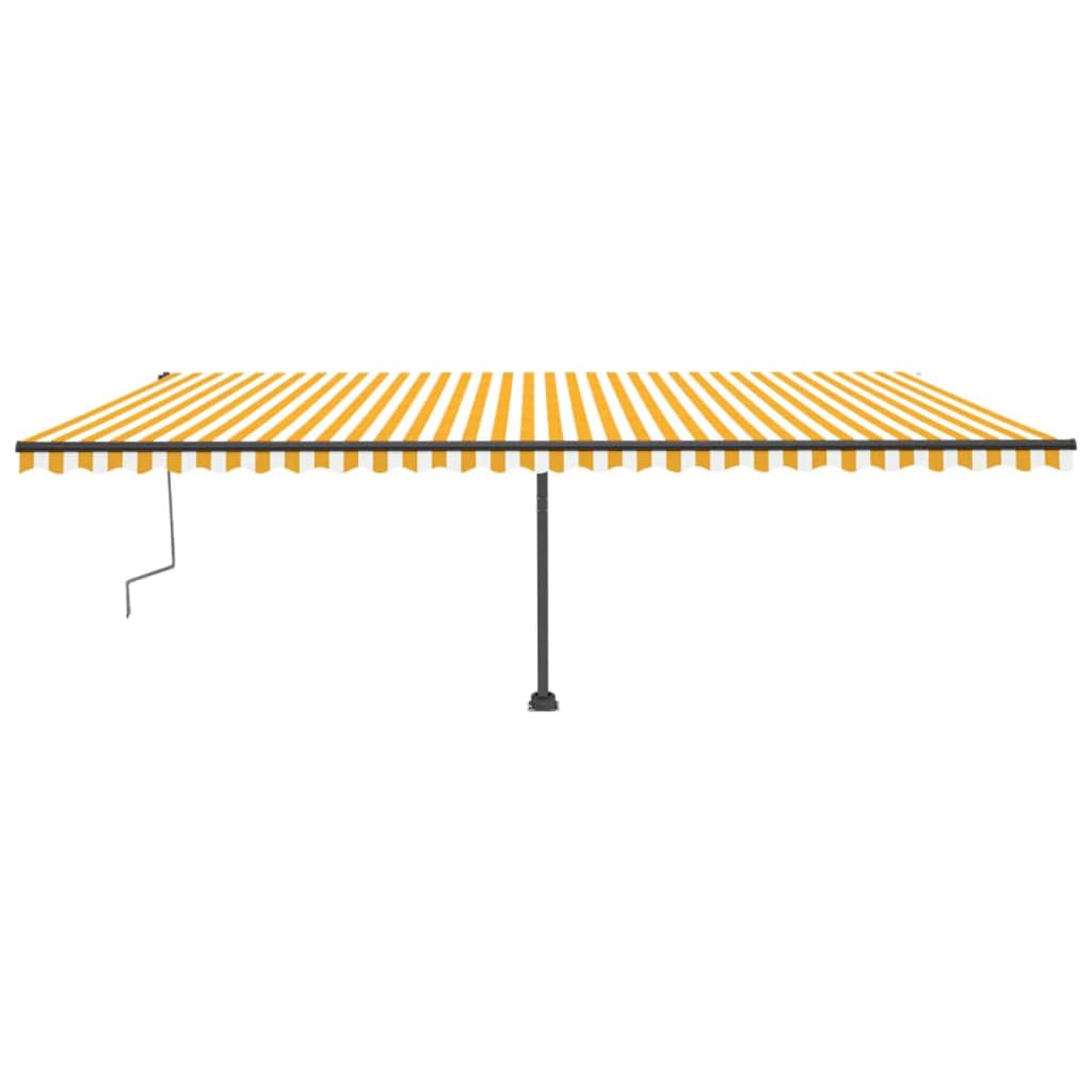 Copertină retractabilă manual cu LED, galben și alb, 600x300 cm