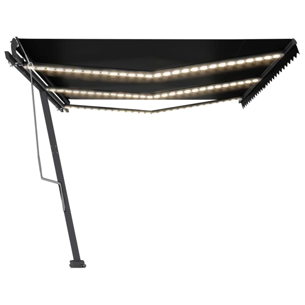 Copertină retractabilă manual cu LED, antracit, 600x300 cm