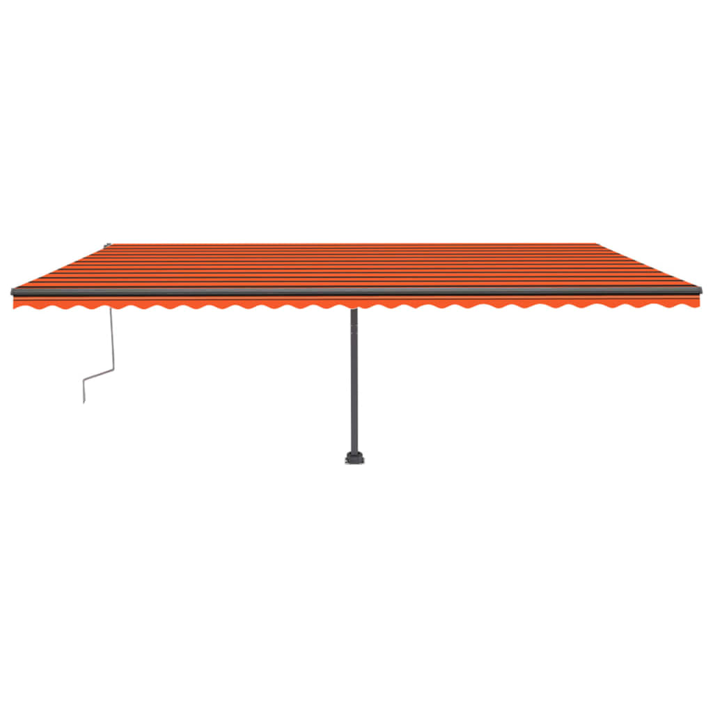 Copertină retractabilă manual LED, portocaliu/maro, 600x300 cm