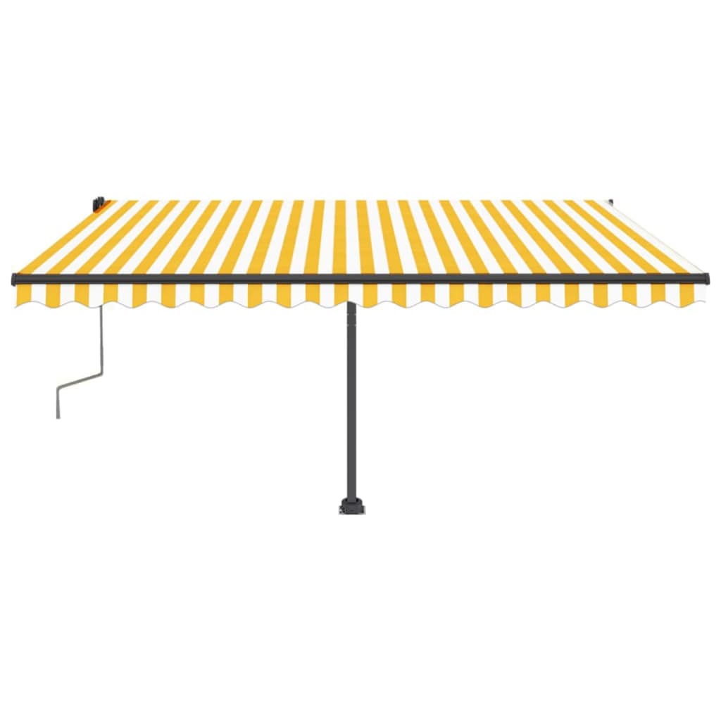Copertină retractabilă manual cu LED, galben și alb, 400x350 cm