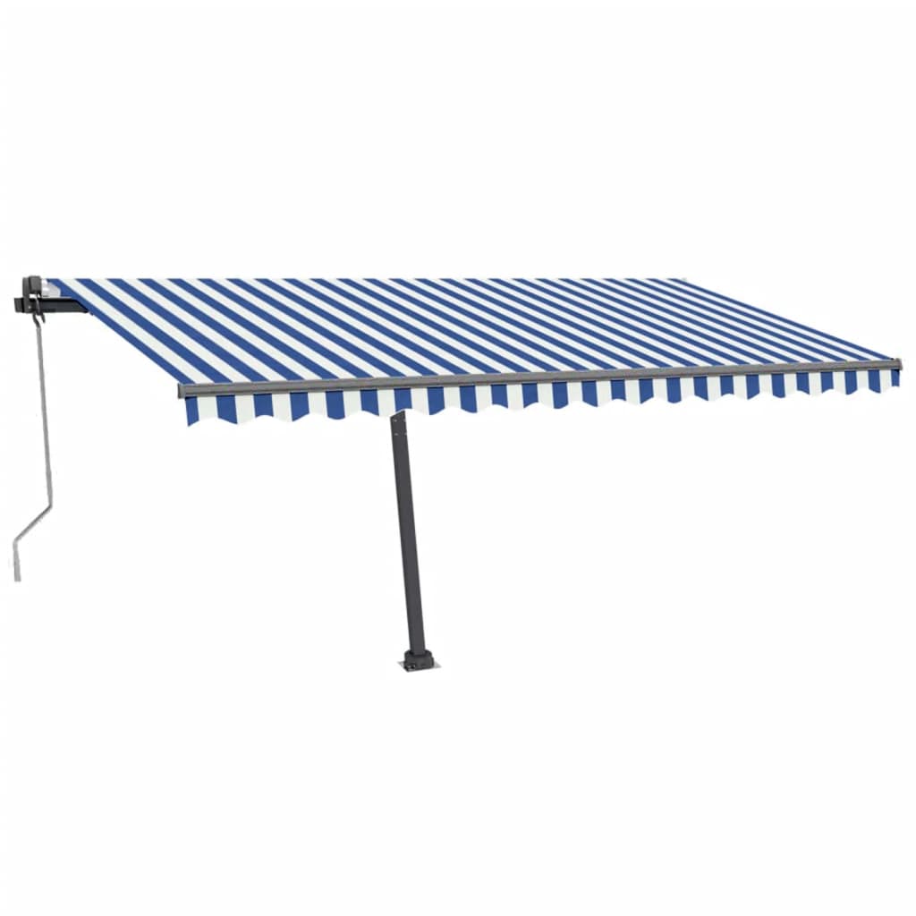 Copertină autonomă retractabilă automat albastru&alb 400x350 cm