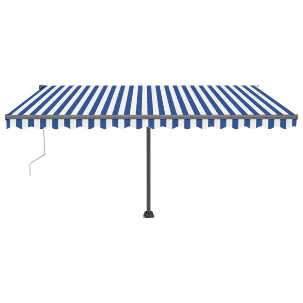 Copertină autonomă retractabilă automat albastru&alb 400x350 cm