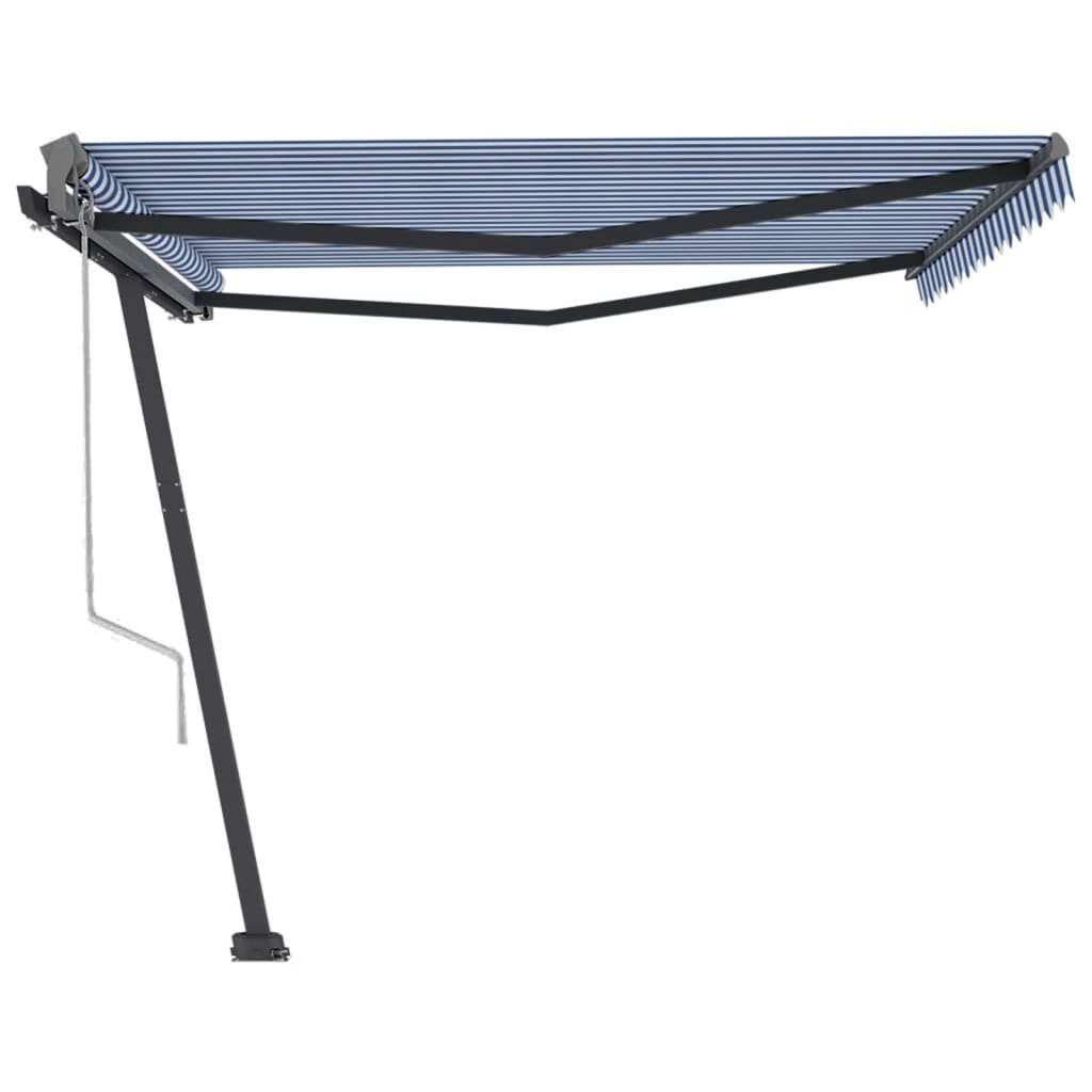 Copertină autonomă retractabilă automat albastru&alb 400x350 cm