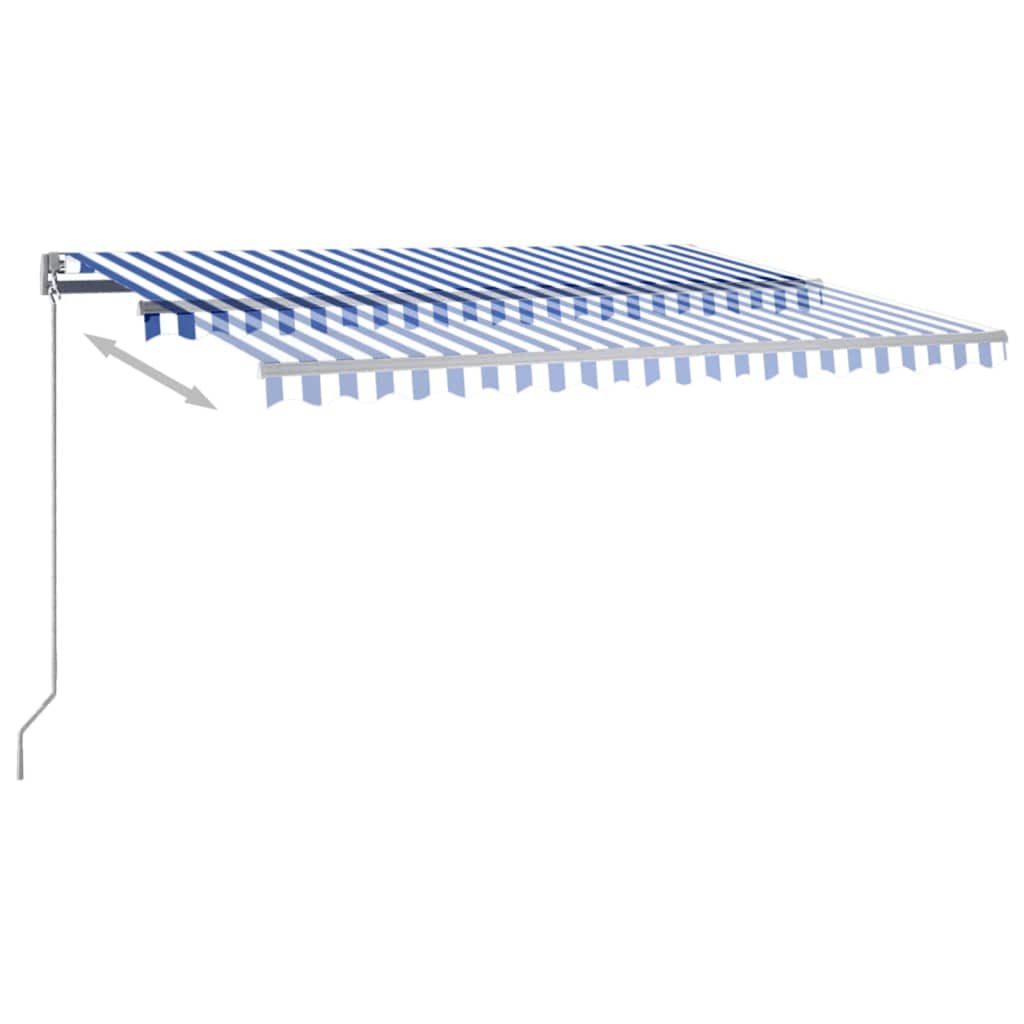 Copertină autonomă retractabilă automat albastru&alb 400x350 cm