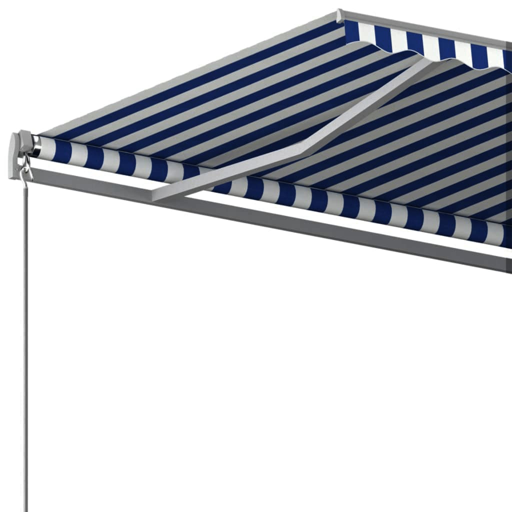Copertină autonomă retractabilă automat albastru&alb 400x350 cm