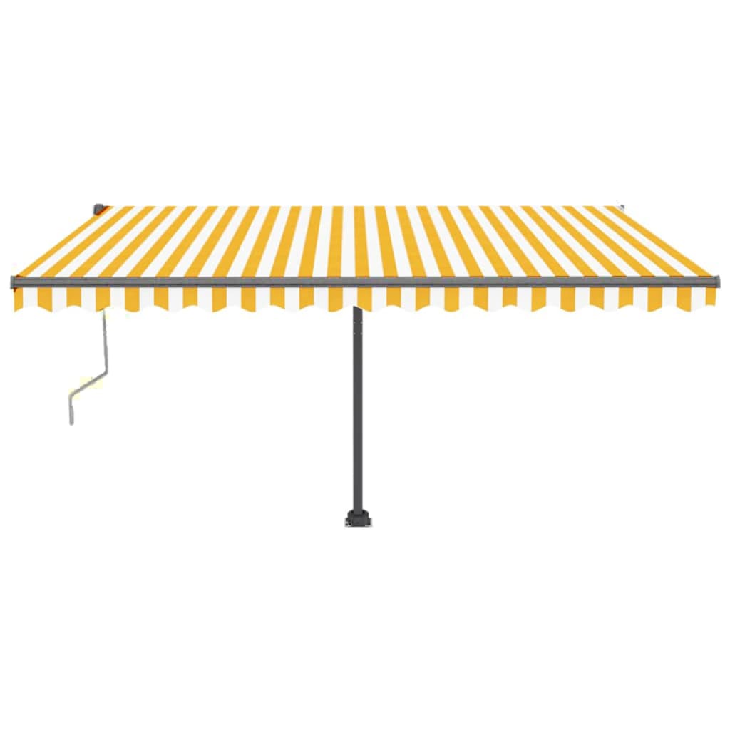 Copertină autonomă retractabilă automat galben&alb 400x350 cm