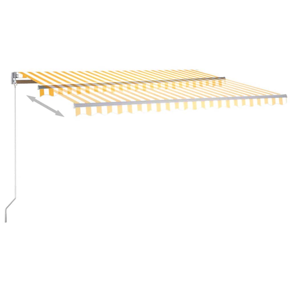 Copertină autonomă retractabilă automat galben&alb 400x350 cm