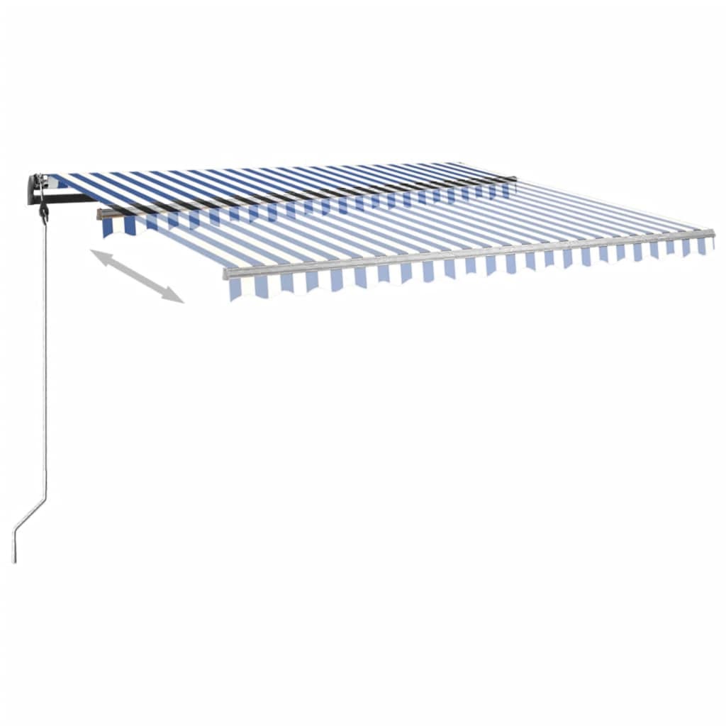 Copertină autonomă retractabilă manual albastru/alb 450x350 cm