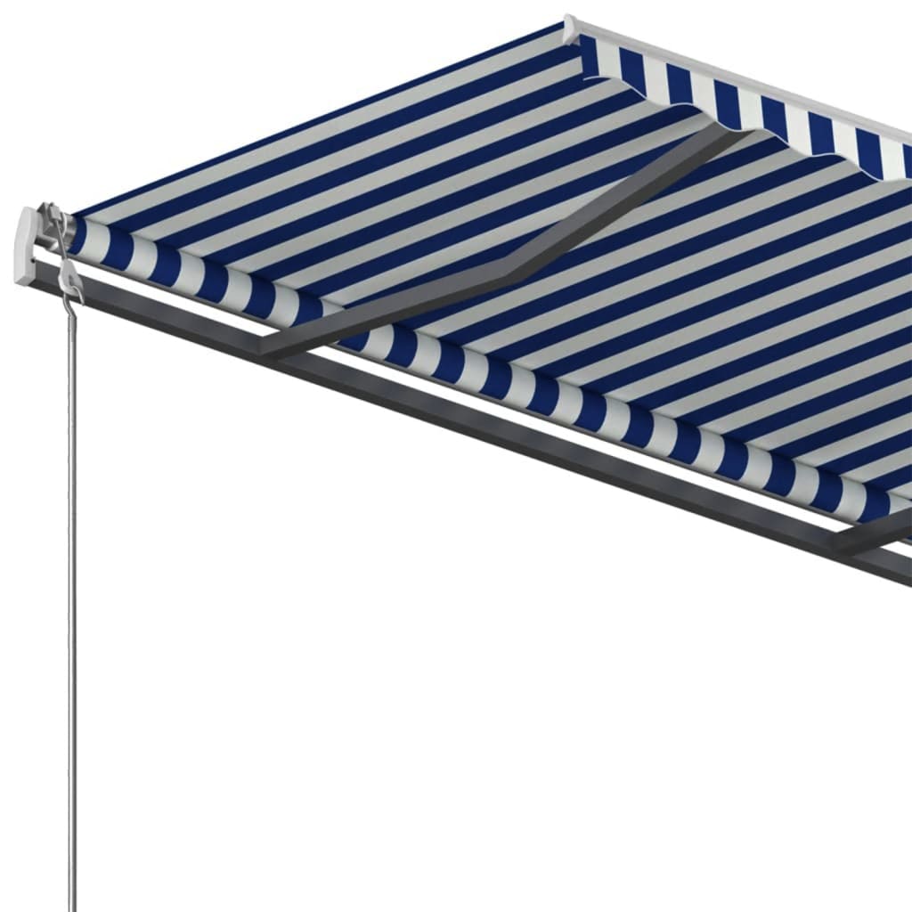 Copertină autonomă retractabilă manual albastru/alb 450x350 cm