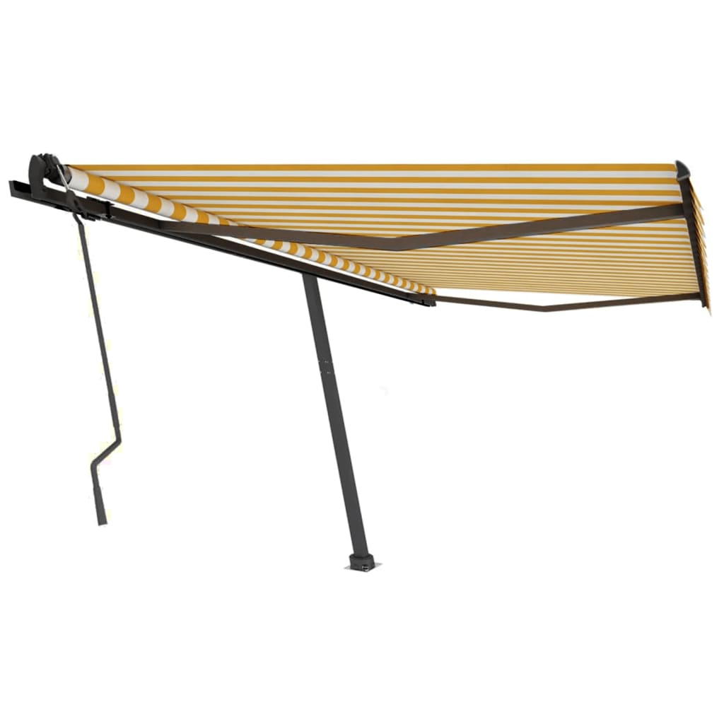 Copertină autonomă retractabilă manual, galben/alb, 450x350 cm