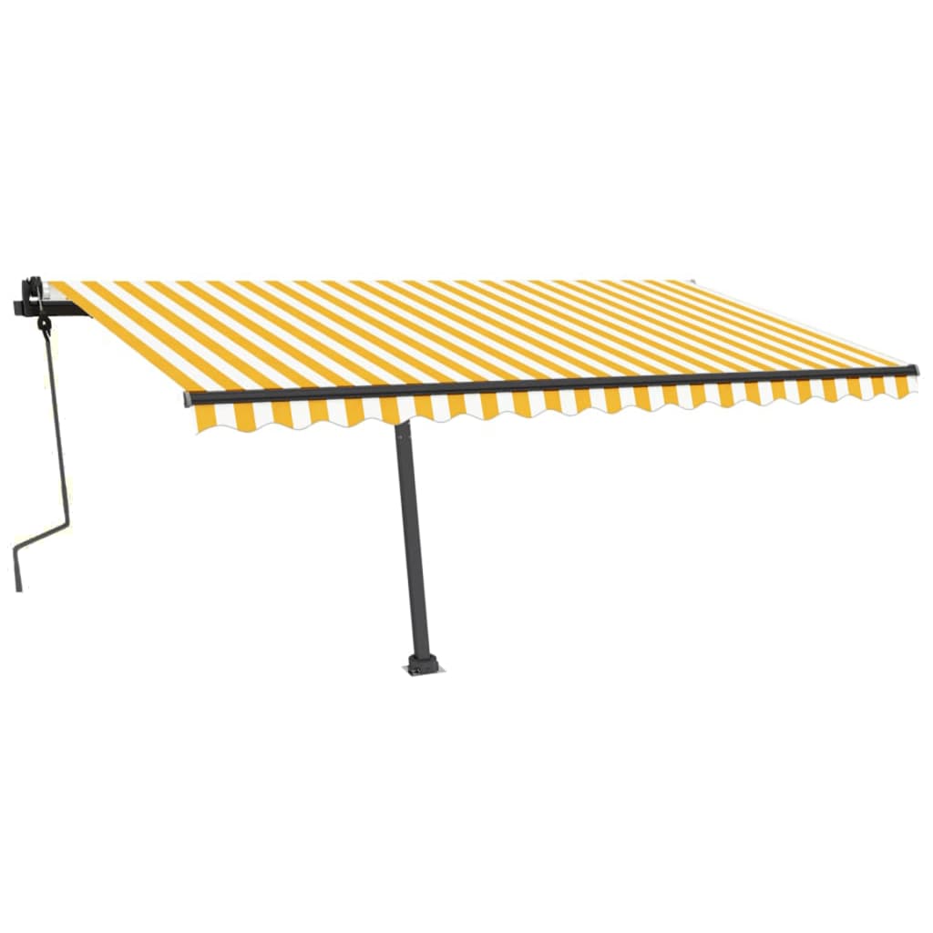 Copertină autonomă retractabilă manual, galben/alb, 450x350 cm