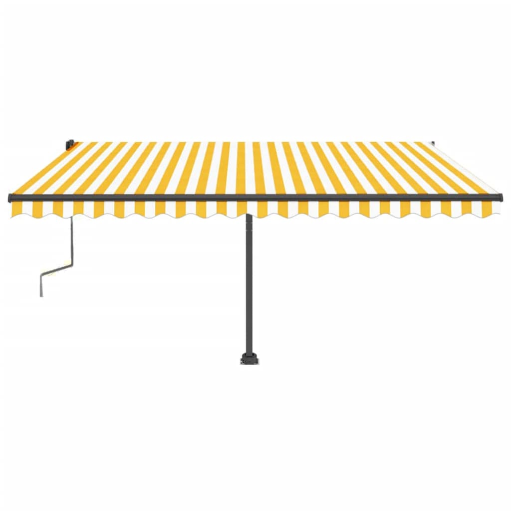 Copertină autonomă retractabilă manual, galben/alb, 450x350 cm