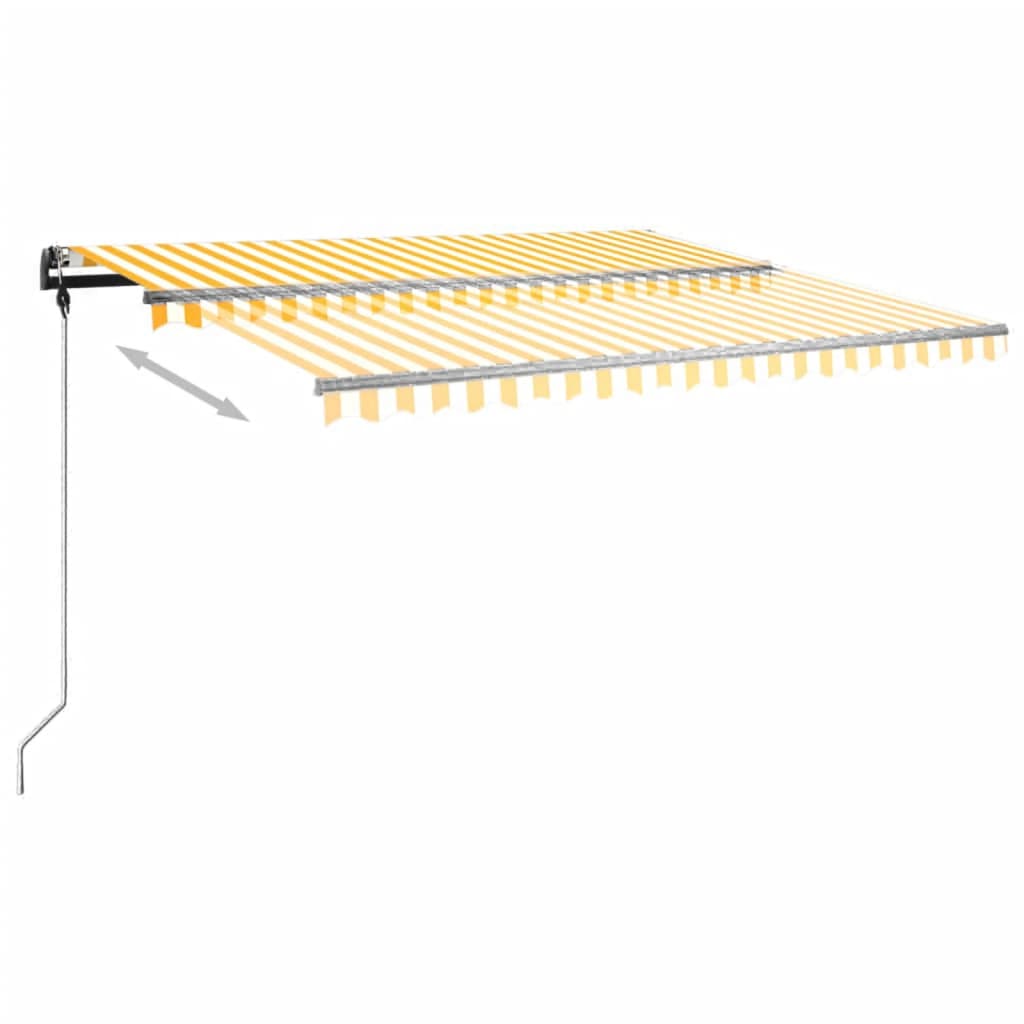 Copertină autonomă retractabilă manual, galben/alb, 450x350 cm