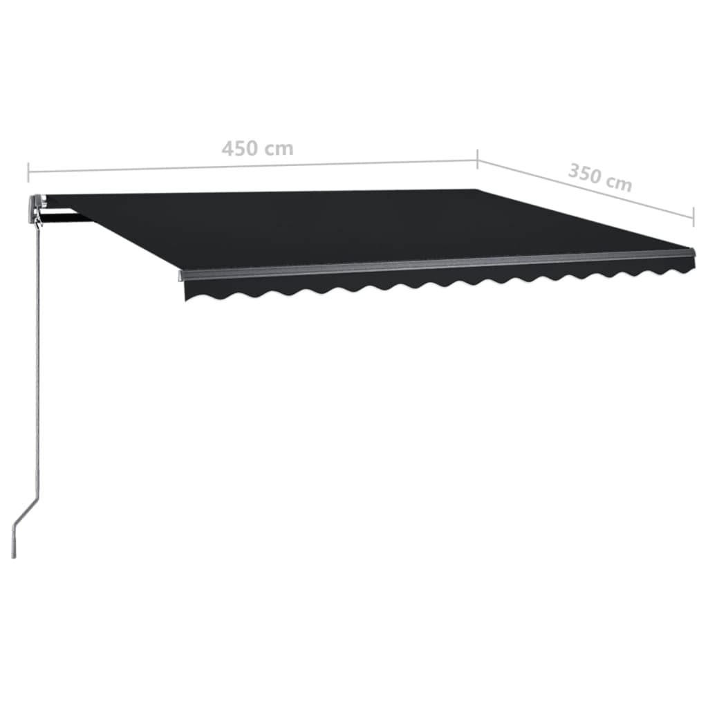 Copertină autonomă retractabilă manual, antracit, 450x350 cm