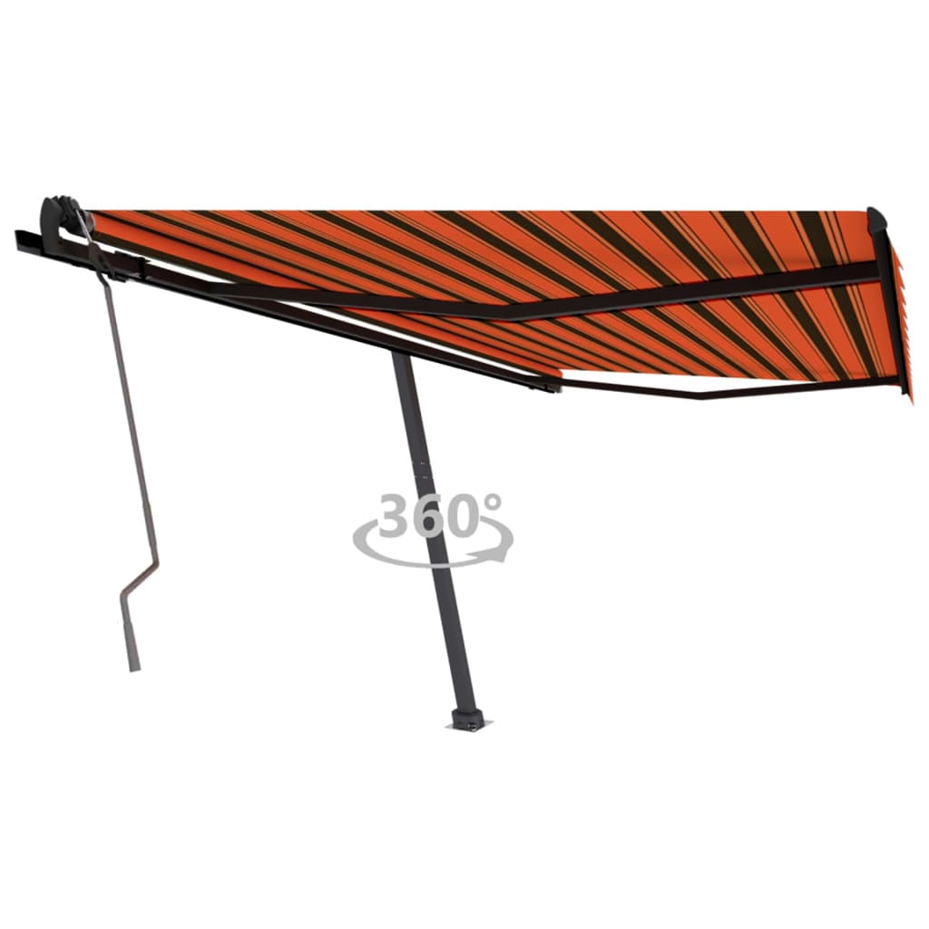 Copertină retractabilă manual, portocaliu și maro, 450x350 cm