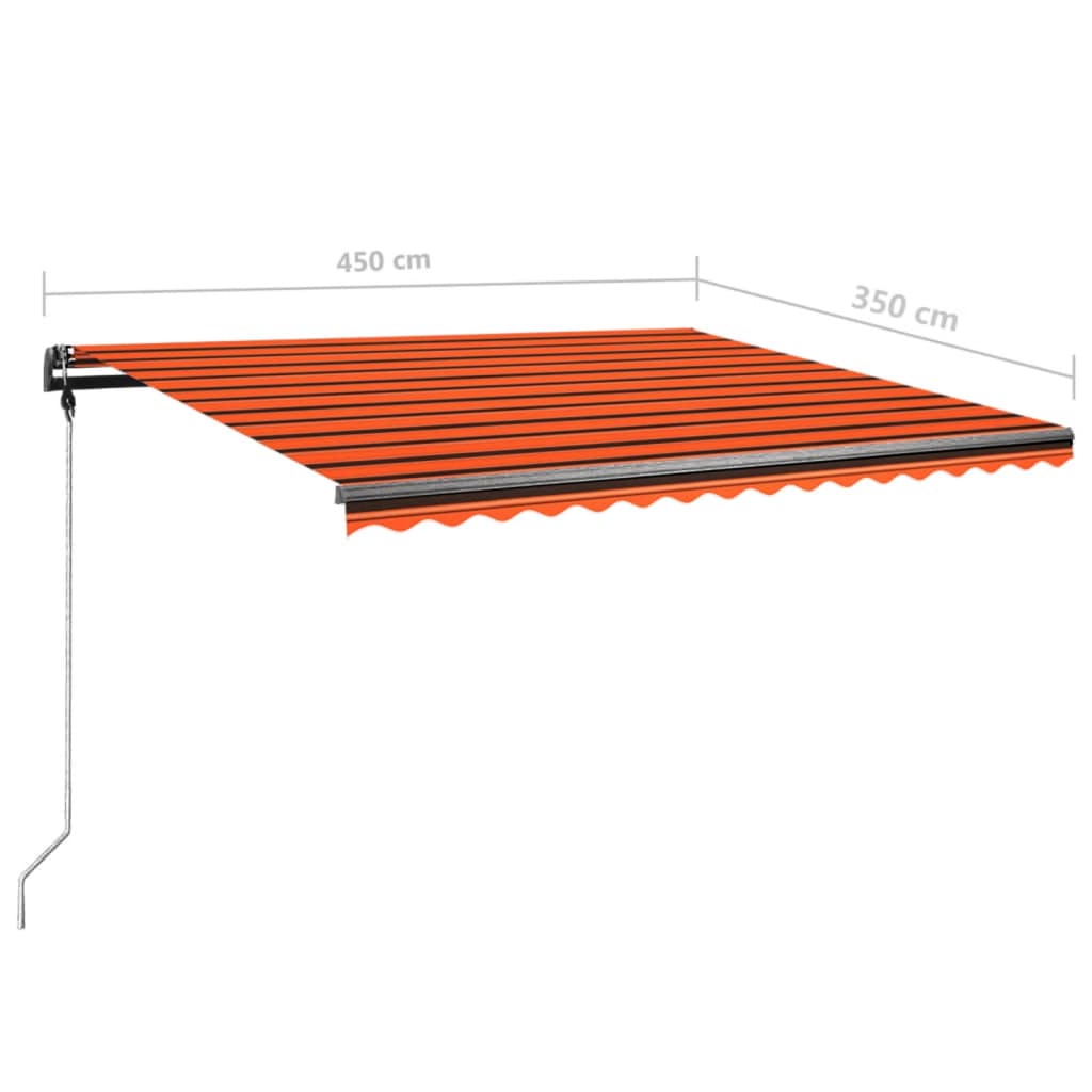 Copertină retractabilă manual, portocaliu și maro, 450x350 cm