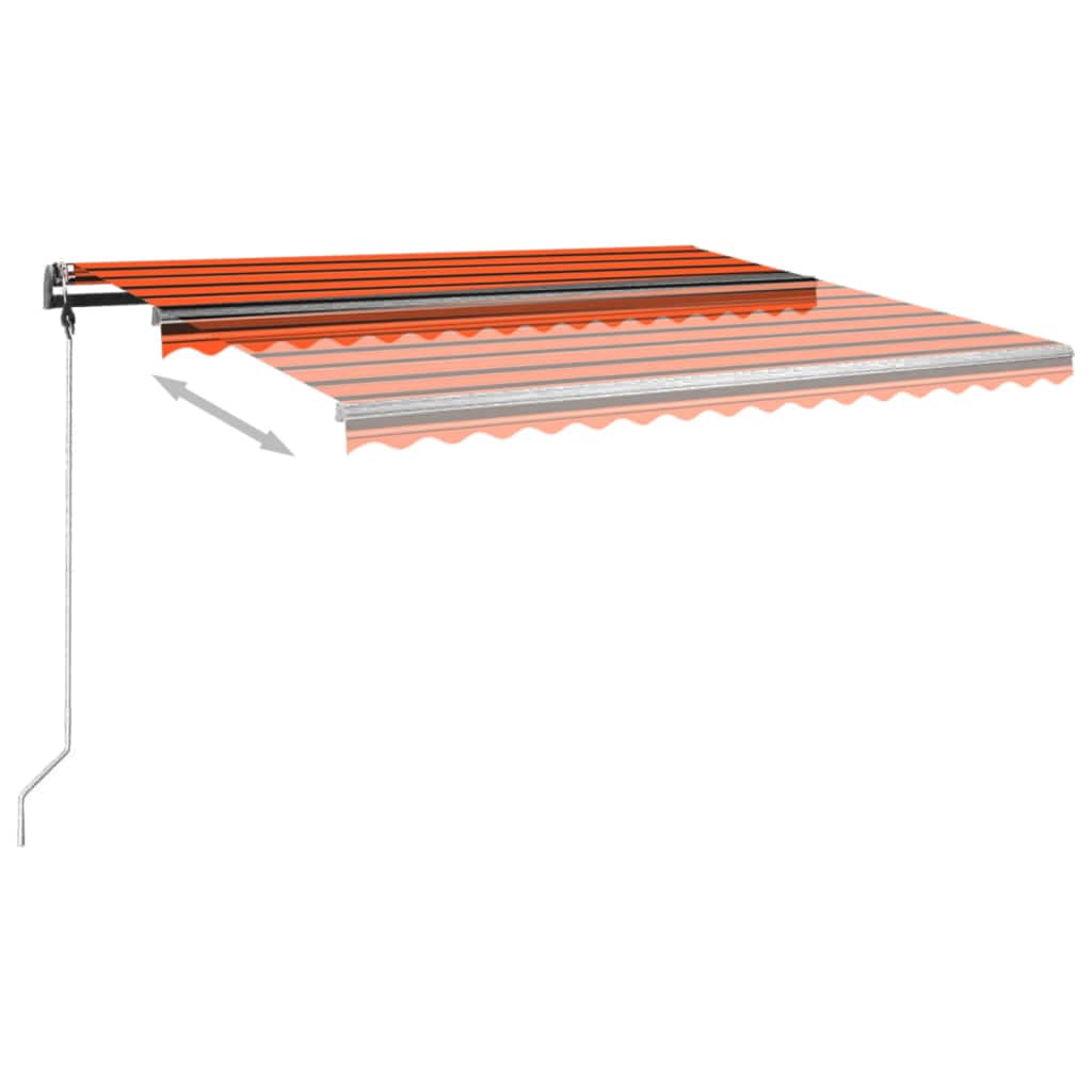 Copertină retractabilă manual, portocaliu și maro, 450x350 cm