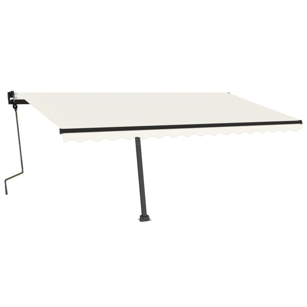 Copertină retractabilă manual cu LED, crem, 450x350 cm