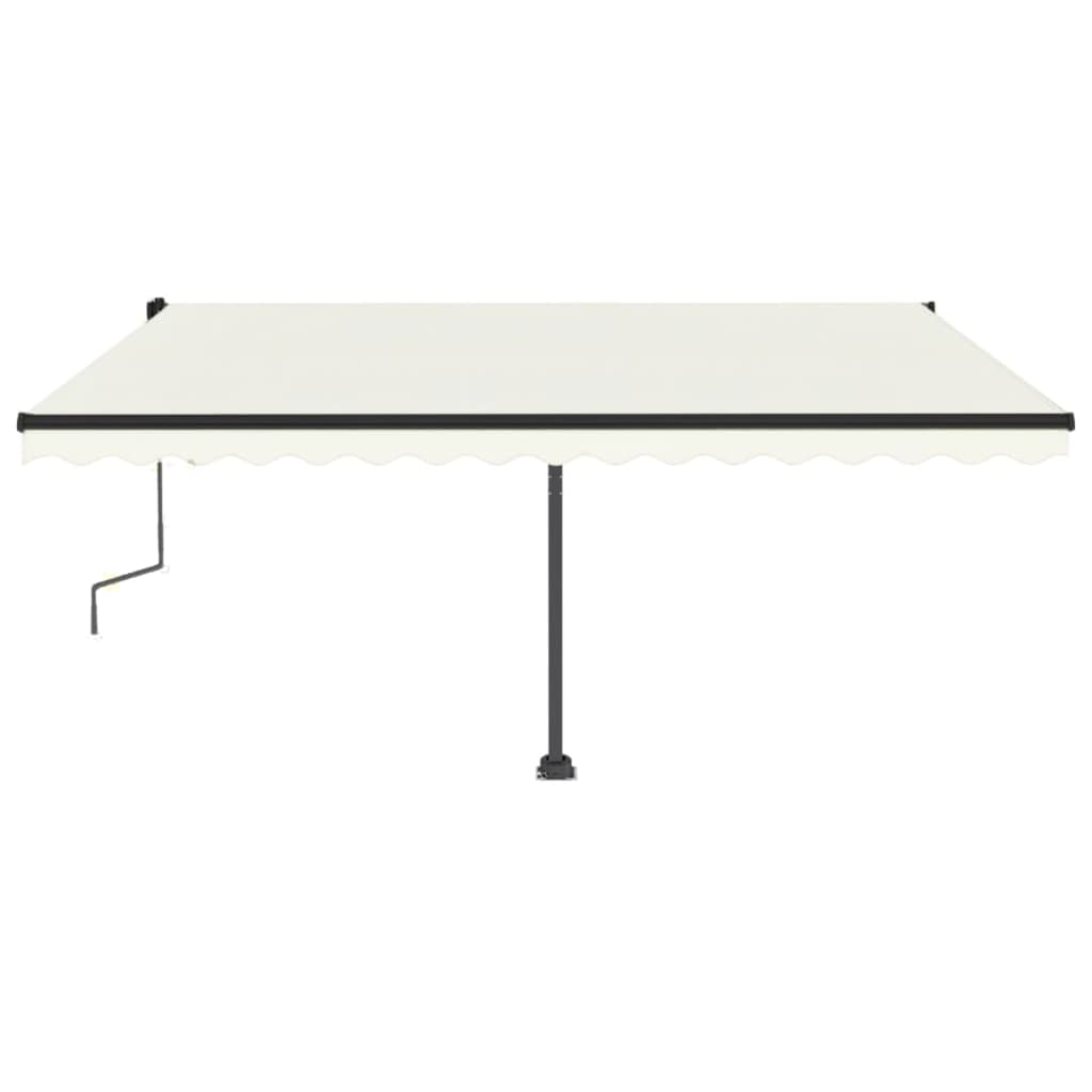 Copertină retractabilă manual cu LED, crem, 450x350 cm
