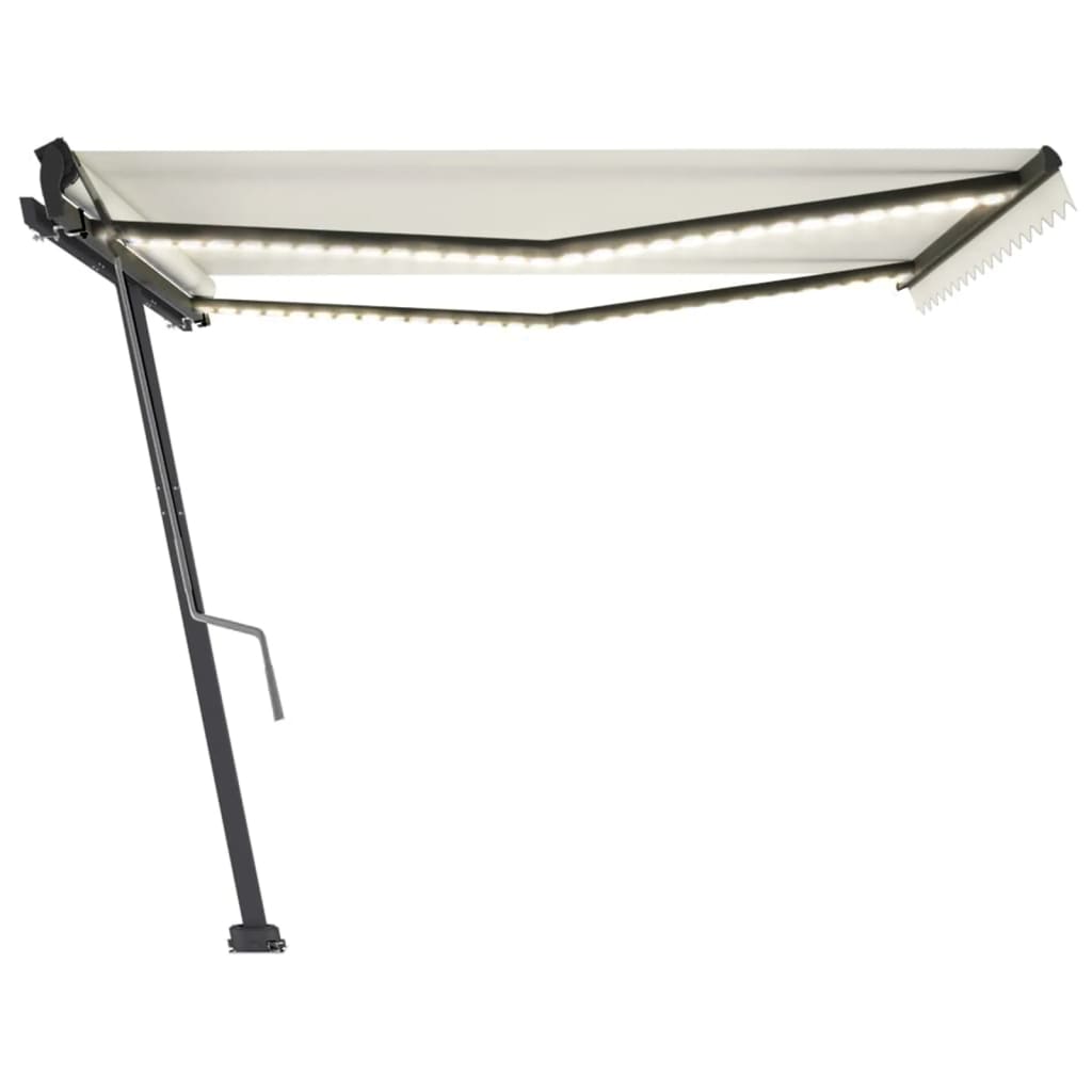 Copertină retractabilă manual cu LED, crem, 450x350 cm