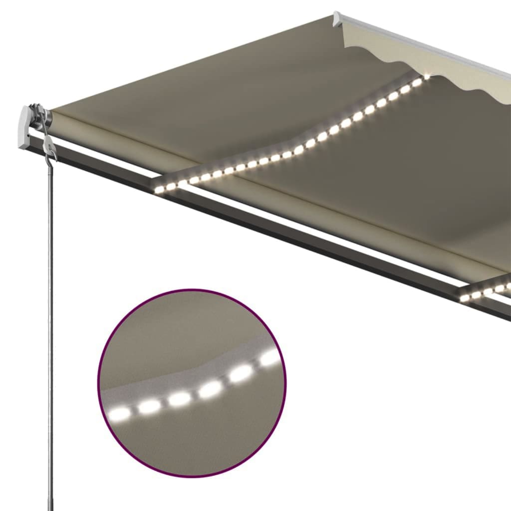Copertină retractabilă manual cu LED, crem, 450x350 cm