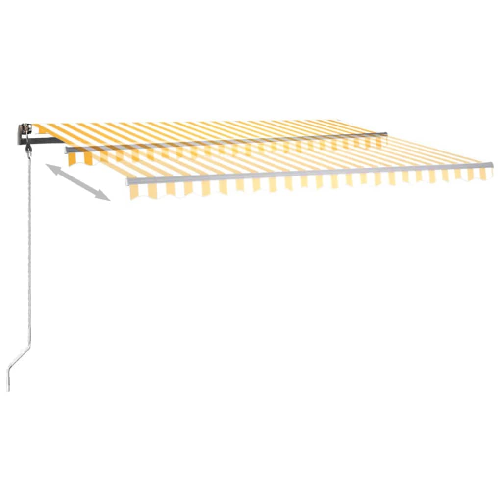 Copertină retractabilă manual cu LED, galben și alb, 450x350 cm