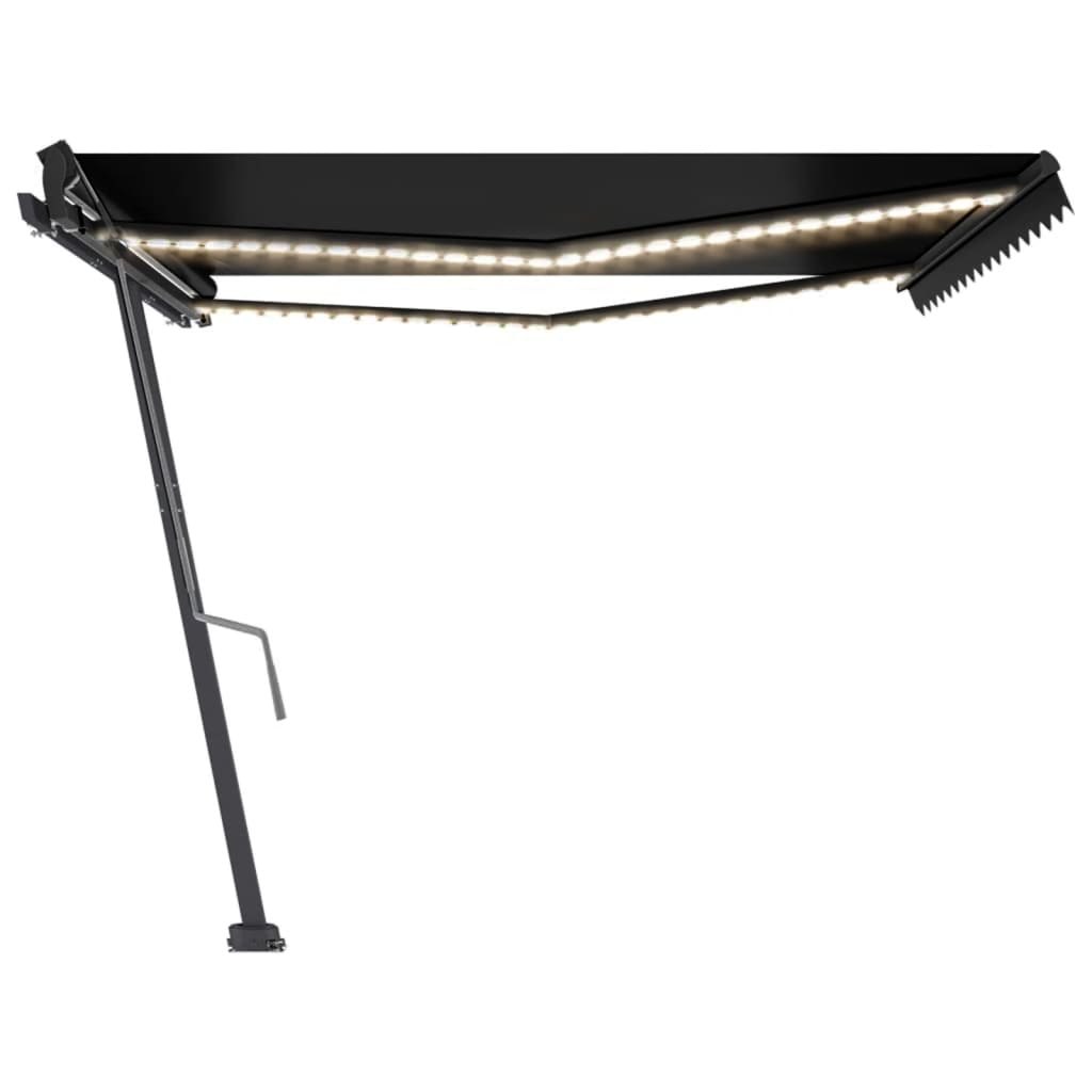 Copertină retractabilă manual cu LED, antracit, 450x350 cm