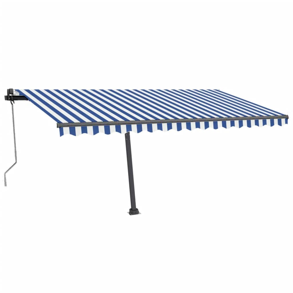 Copertină autonomă retractabilă automat albastru&alb 450x350 cm