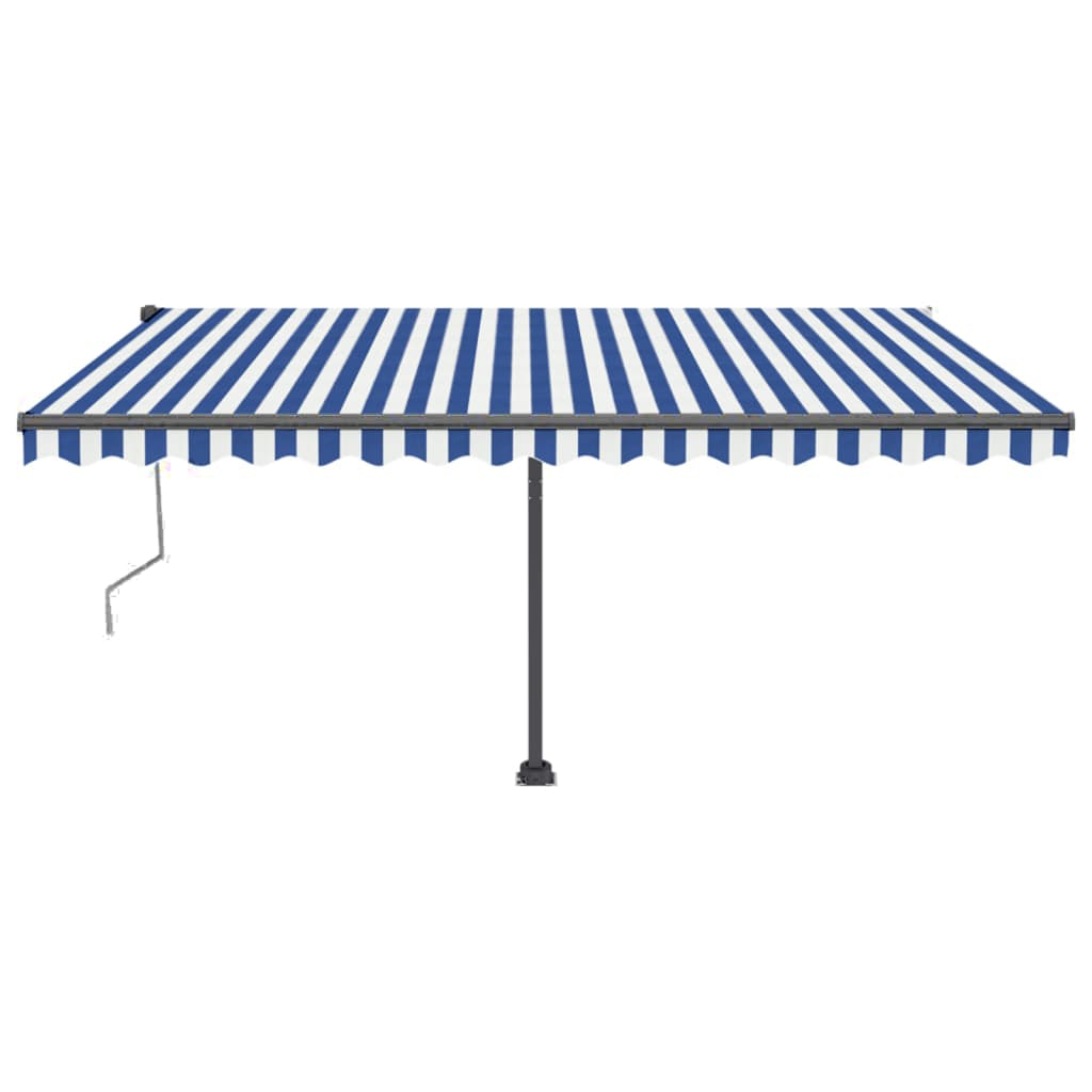 Copertină autonomă retractabilă automat albastru&alb 450x350 cm