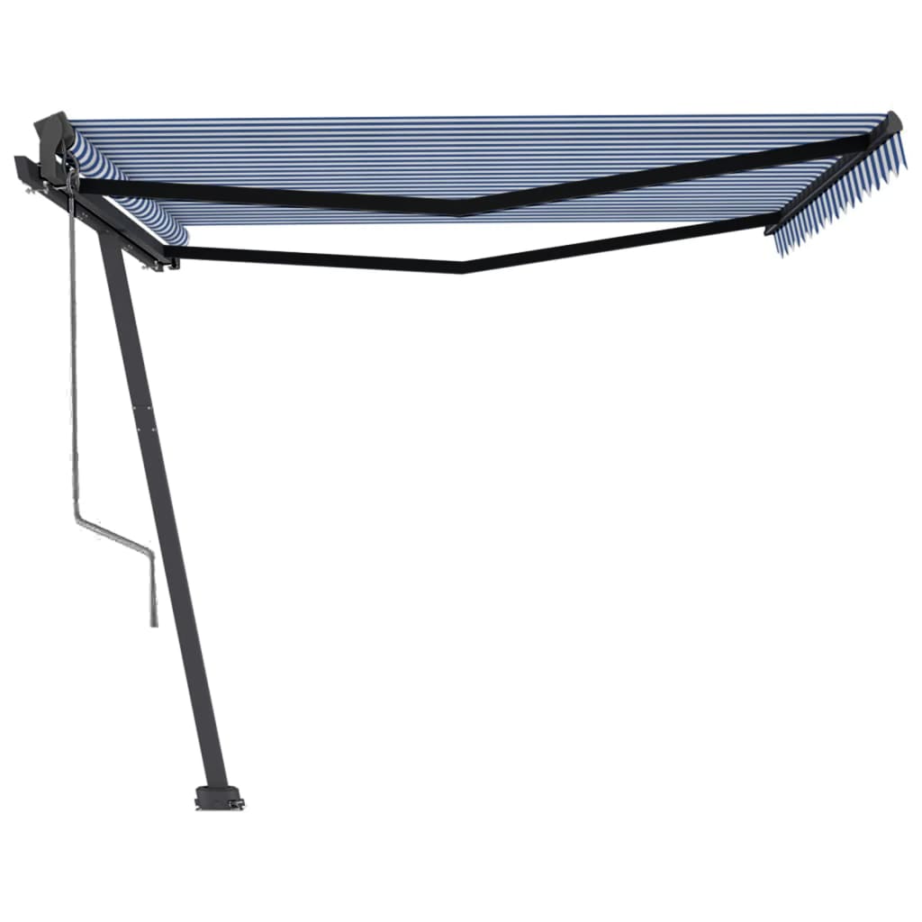 Copertină autonomă retractabilă automat albastru&alb 450x350 cm