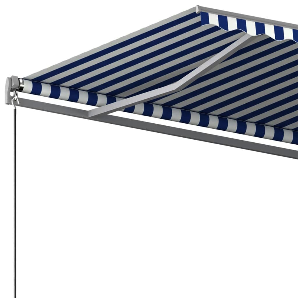 Copertină autonomă retractabilă automat albastru&alb 450x350 cm