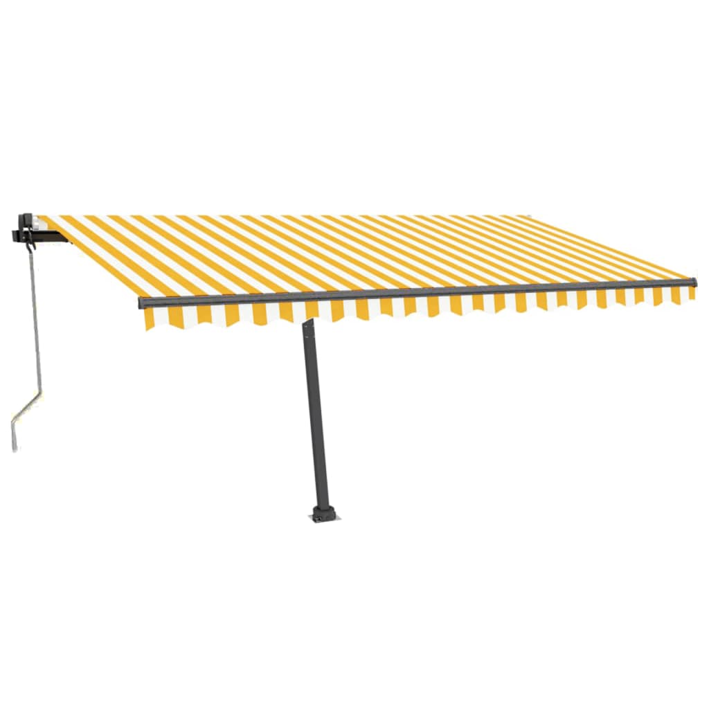 Copertină autonomă retractabilă automat galben & alb 450x350 cm