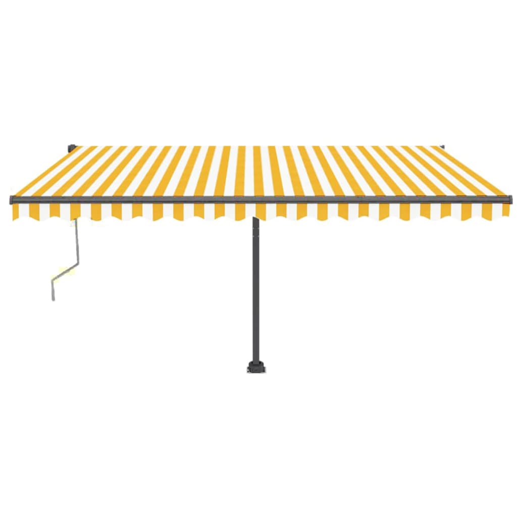 Copertină autonomă retractabilă automat galben & alb 450x350 cm