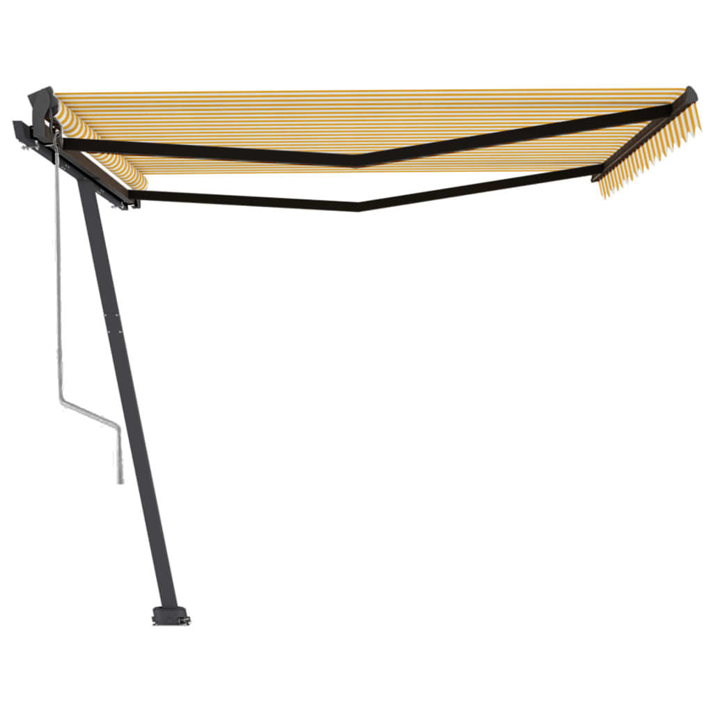 Copertină autonomă retractabilă automat galben & alb 450x350 cm