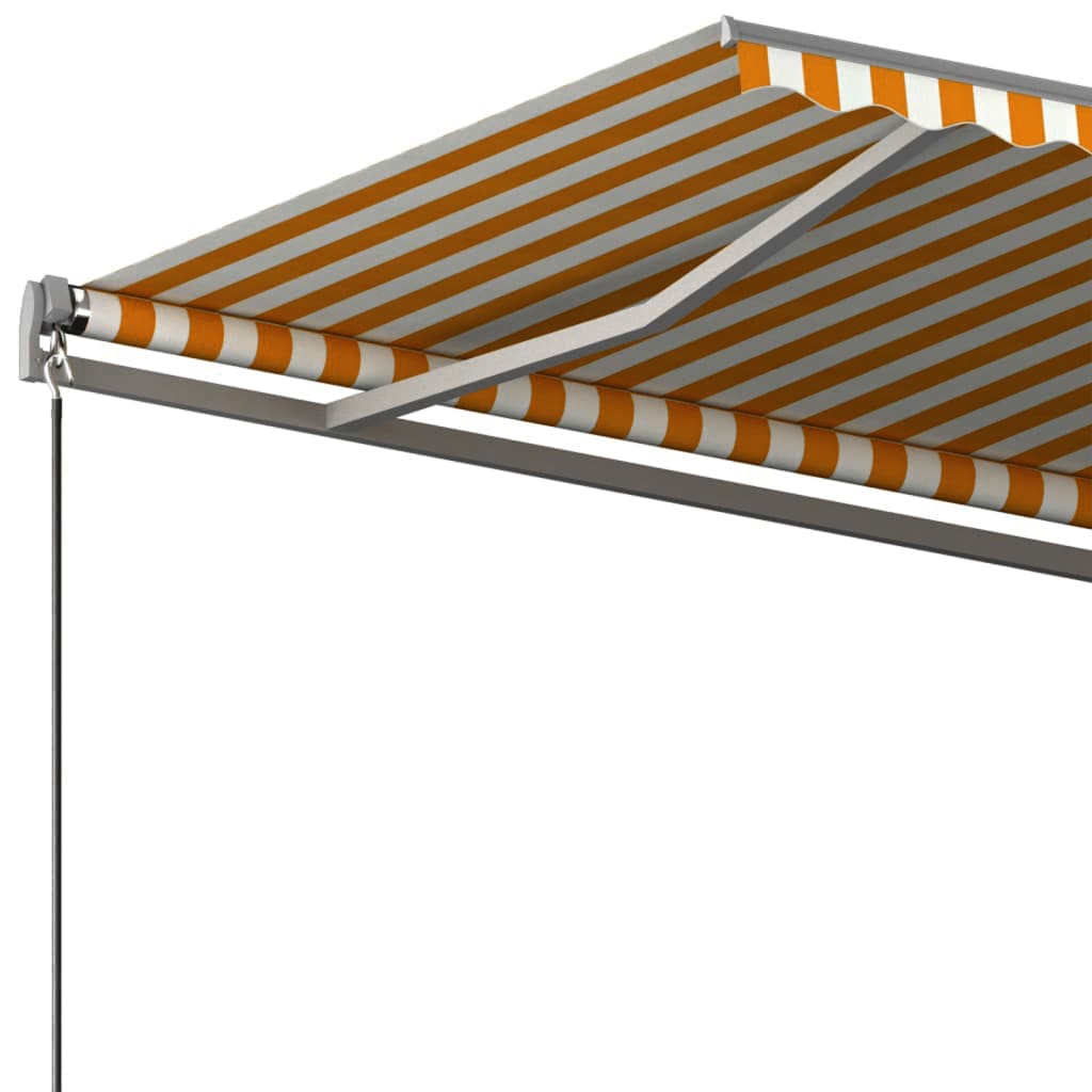 Copertină autonomă retractabilă automat galben & alb 450x350 cm