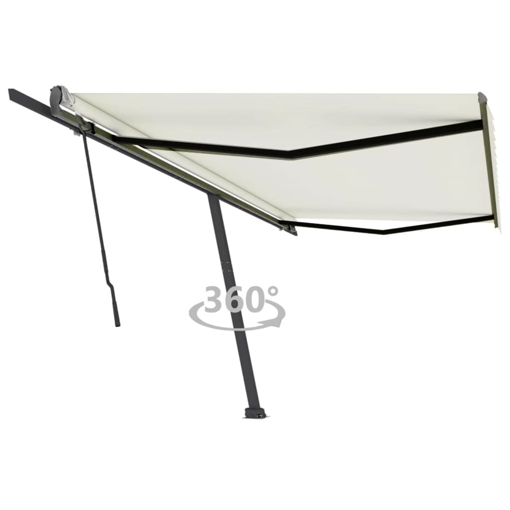 Copertină autonomă retractabilă manual, crem, 500x350 cm
