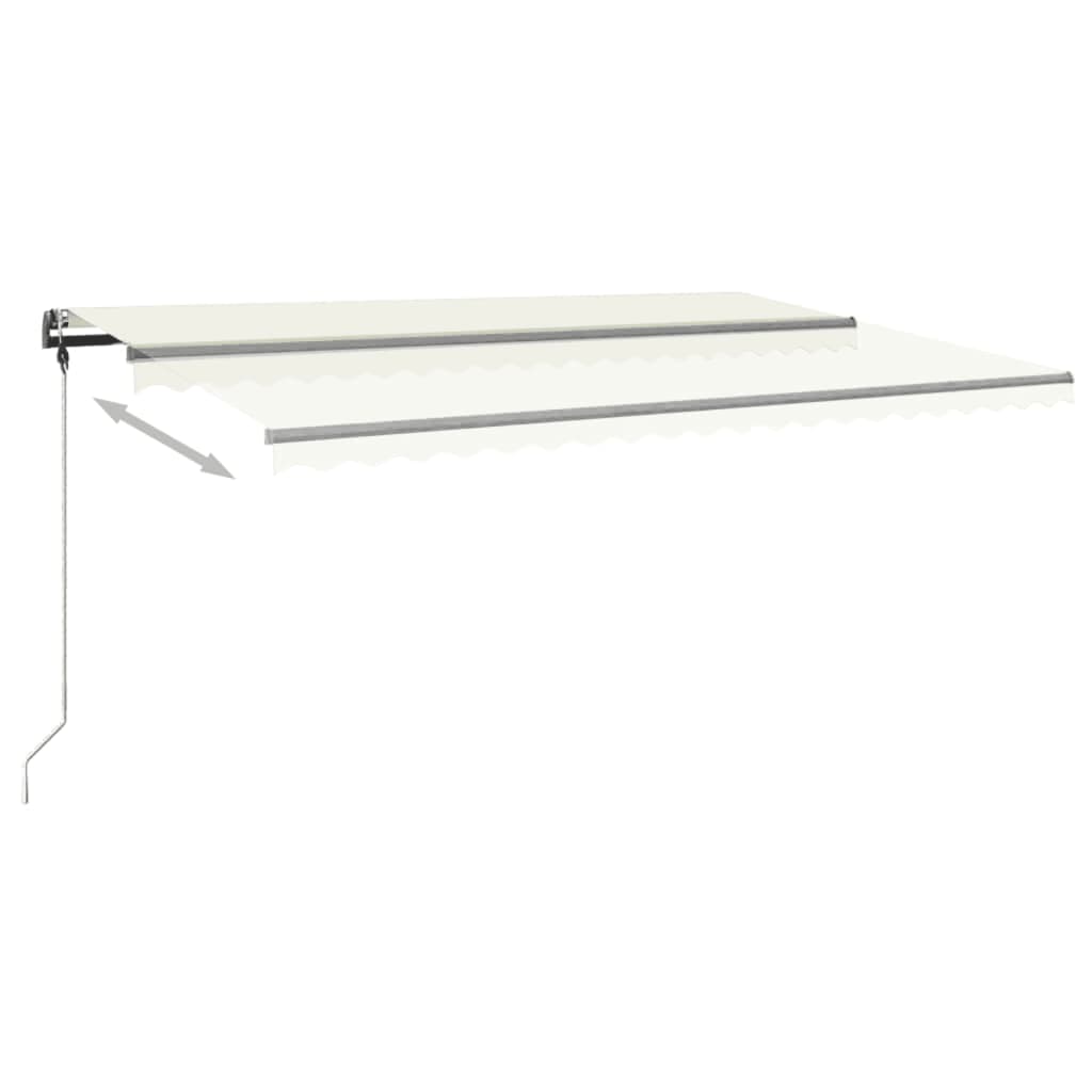 Copertină autonomă retractabilă manual, crem, 500x350 cm